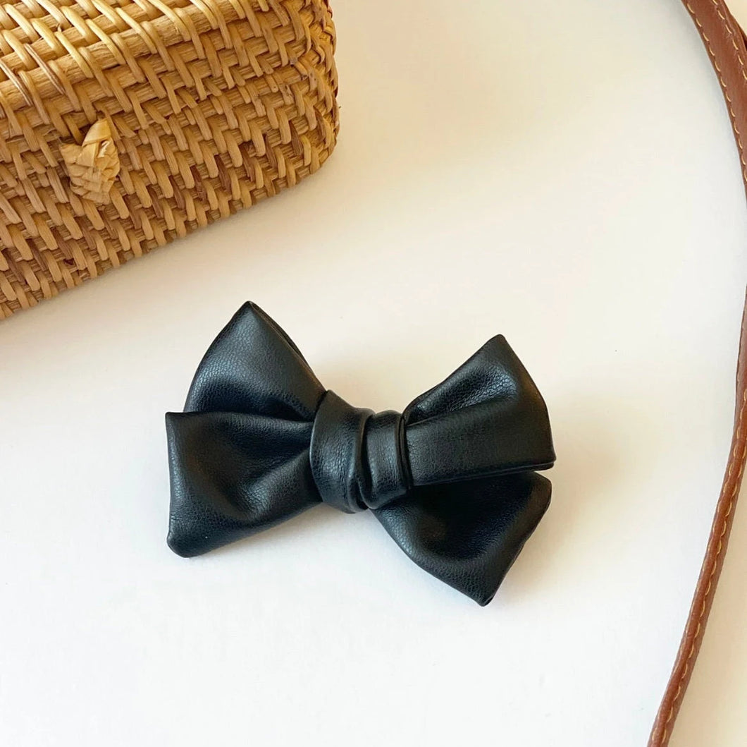 Faux leather & suede bows